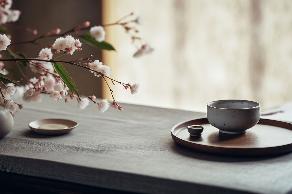 Furniture saucer coffee flower. AI generated Image by rawpixel.
