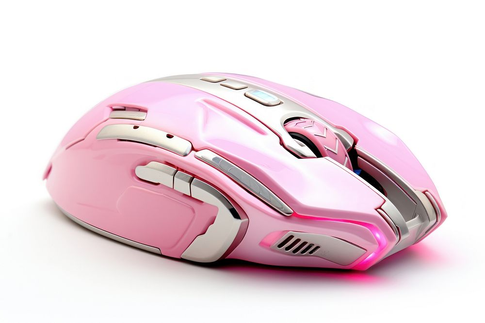 Cyberpunk computer mouse pink white background electronics. AI generated Image by rawpixel.