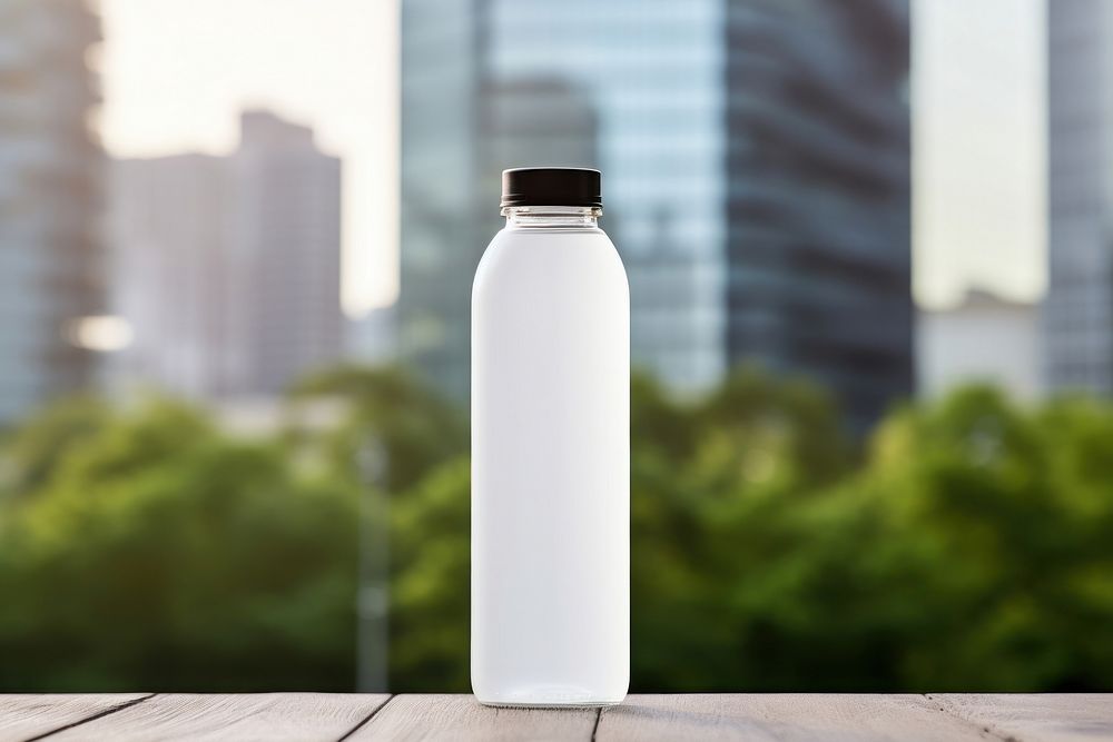 Bottle table drink milk. AI generated Image by rawpixel.