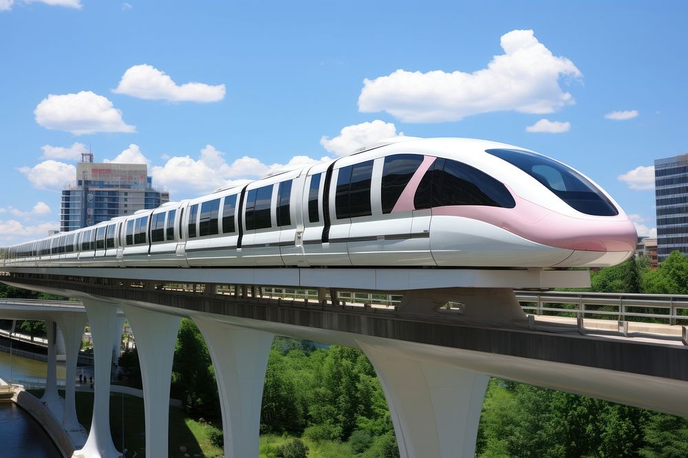 Monorail vehicle railway train. AI generated Image by rawpixel.