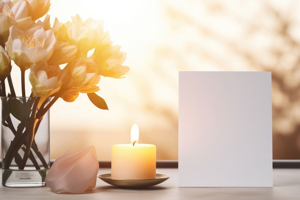 Candle flower nature table. AI generated Image by rawpixel.