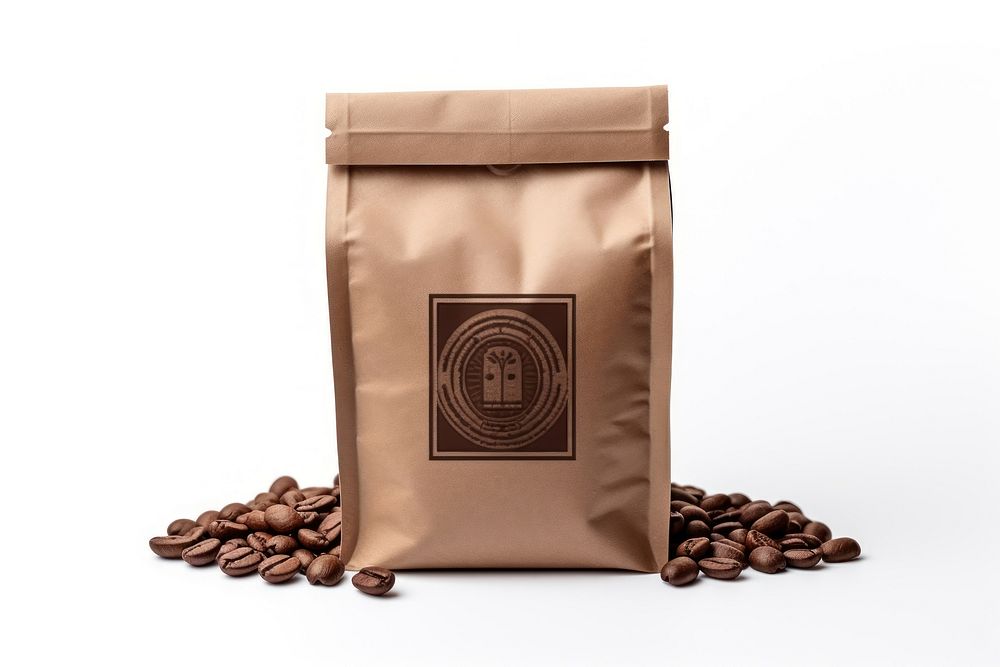 Coffee bag brown white background. AI generated Image by rawpixel.