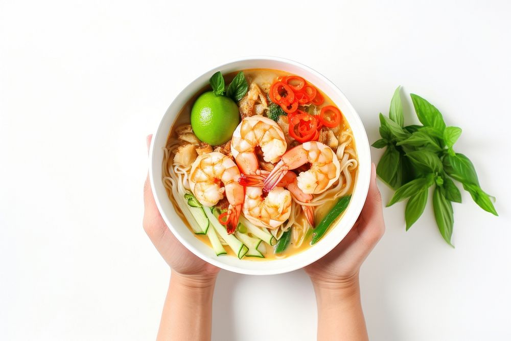 Food dish bowl shrimp. AI generated Image by rawpixel.