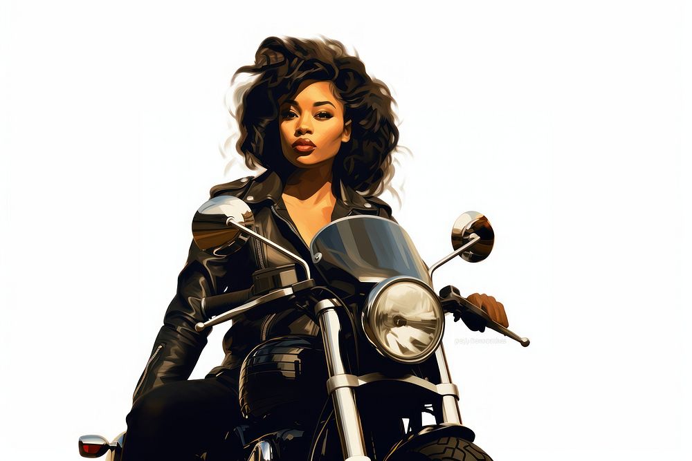 Beautiful African Woman motorcycle vehicle adult. AI generated Image by rawpixel.