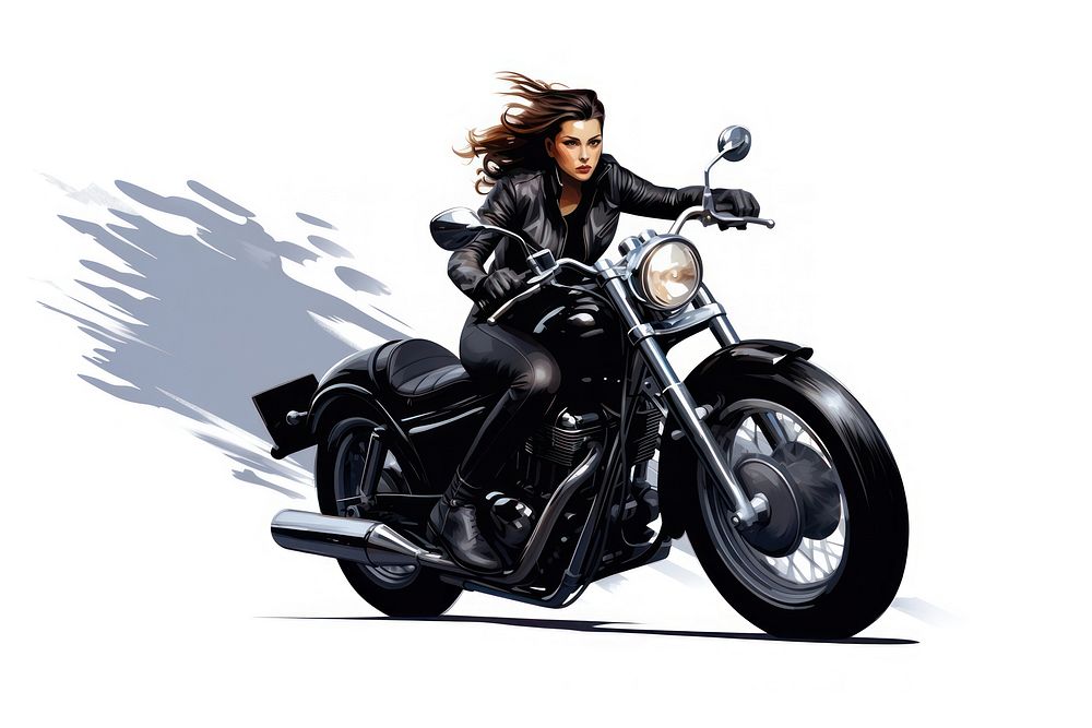 Beautiful Woman biker motorcycle vehicle wheel. AI generated Image by rawpixel.