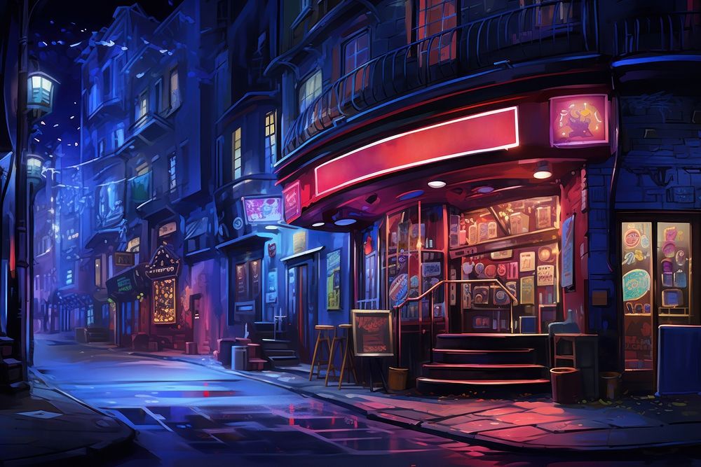 Nightlife street city road. AI generated Image by rawpixel.