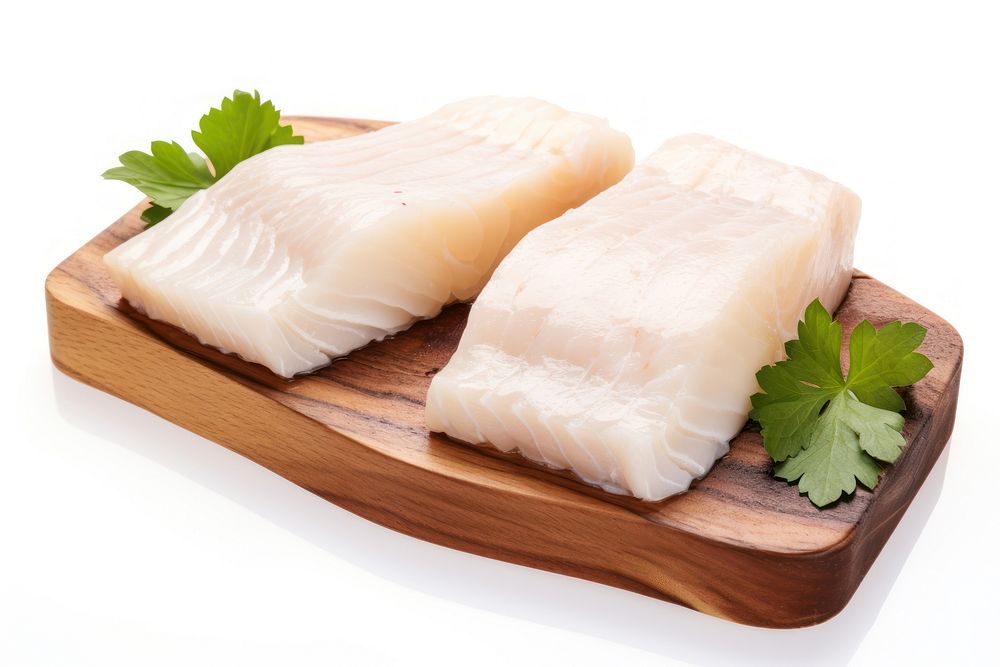 Fresh Raw cod seafood white background vegetable. AI generated Image by rawpixel.