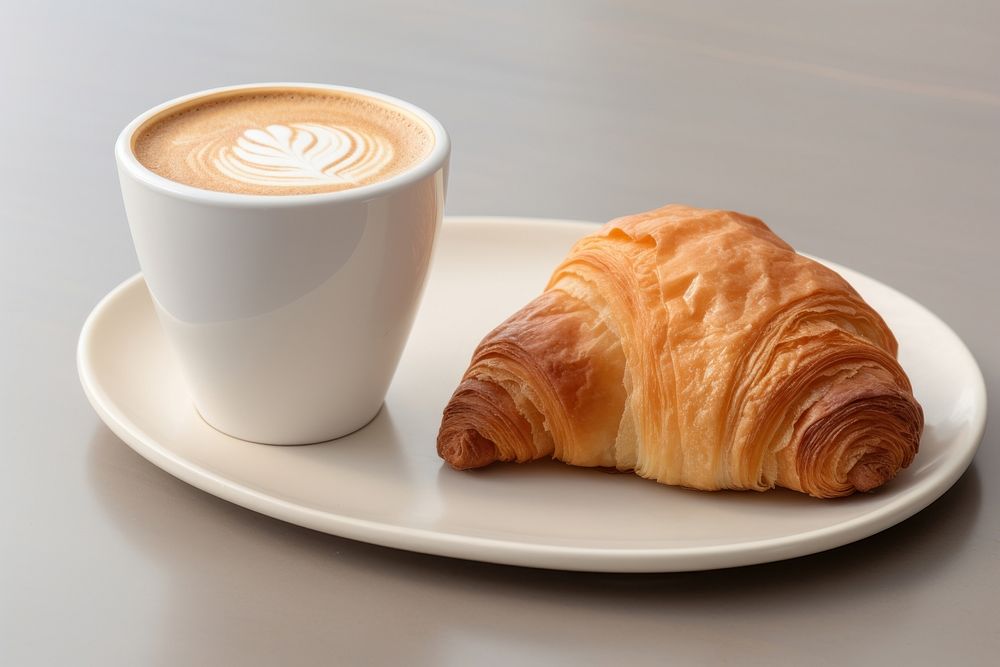 Coffee croissant bread drink. AI generated Image by rawpixel.