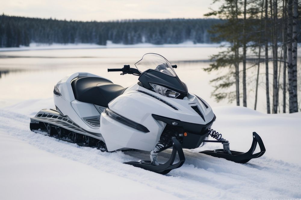 Snowmobile outdoors nature plant. AI generated Image by rawpixel.