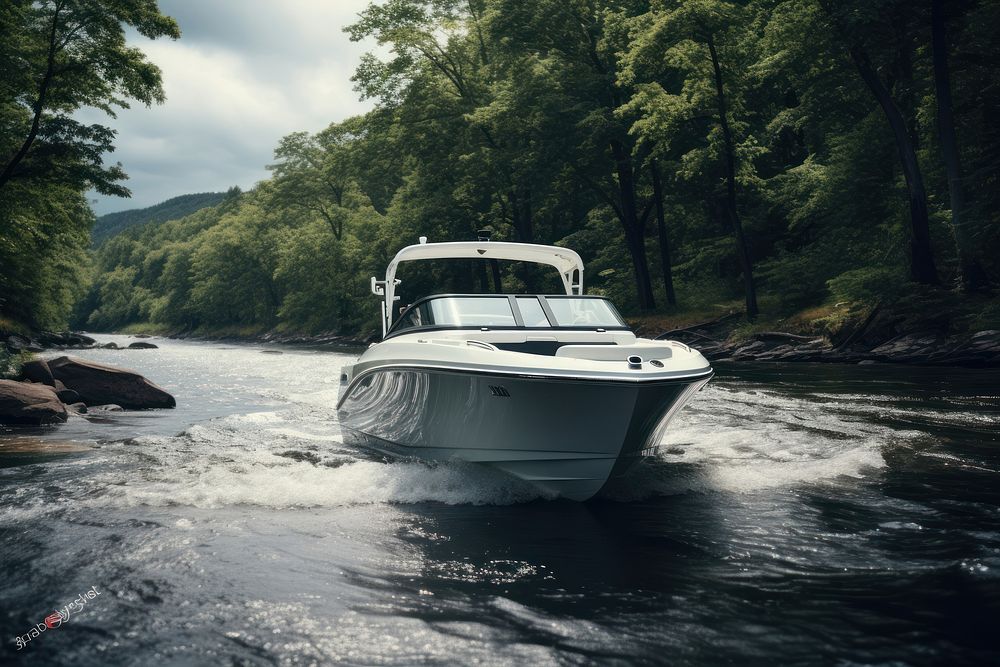 Boat vehicle boating transportation. AI generated Image by rawpixel.