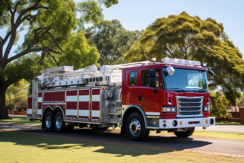 Vehicle truck transportation fire engine. AI generated Image by rawpixel.