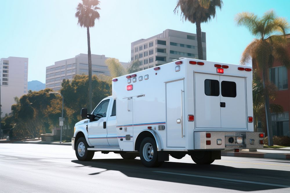 Ambulance vehicle truck city. AI generated Image by rawpixel.