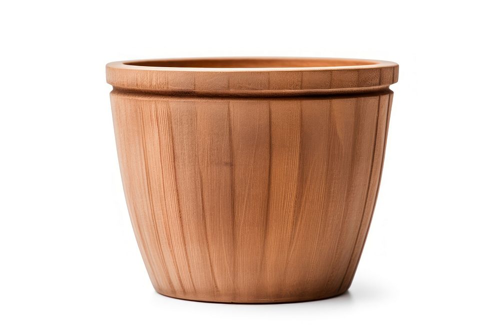 Flowerpot pottery wood white background. AI generated Image by rawpixel.
