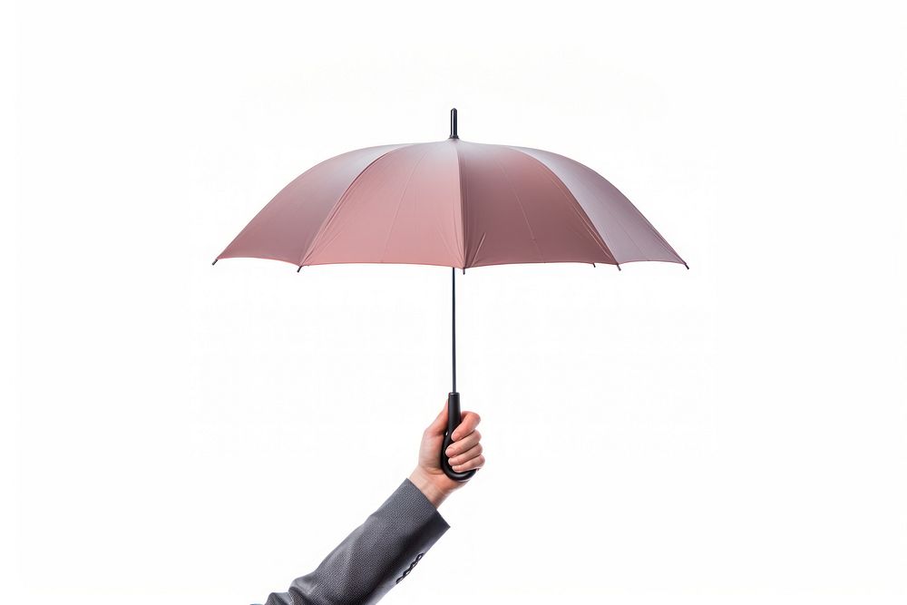 Umbrella hand white background sheltering. AI generated Image by rawpixel.