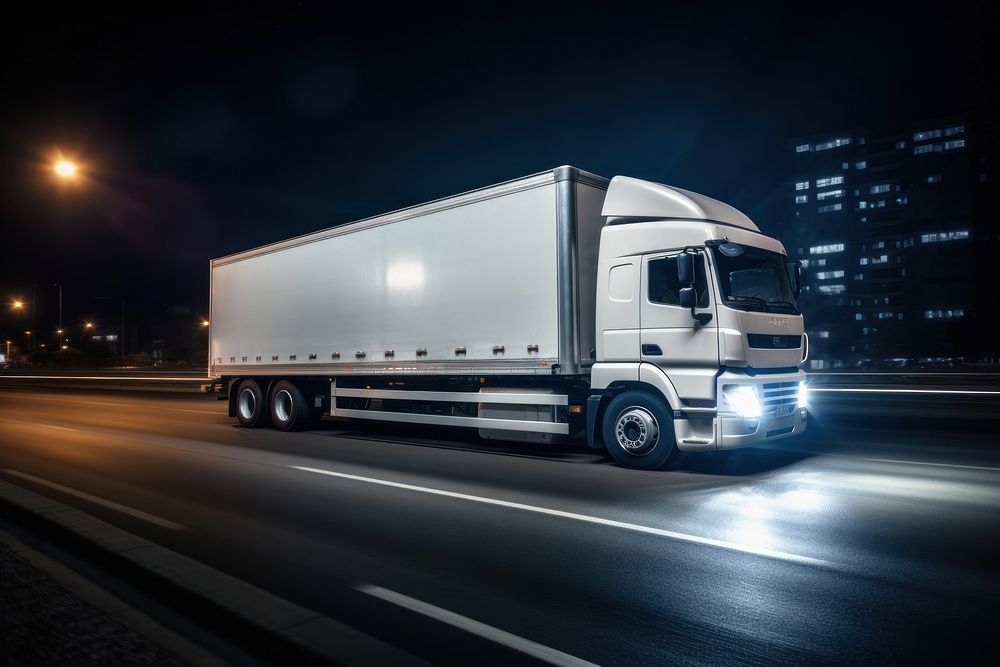 Truck night transportation delivering. AI generated Image by rawpixel.