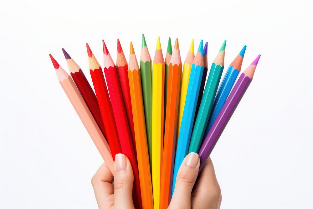 Pencil holding red white background. 