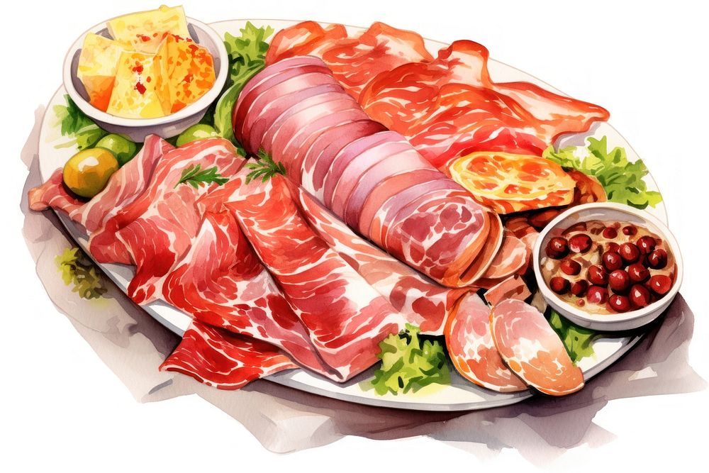 Meat antipasto platter meat prosciutto sausage. AI generated Image by rawpixel.