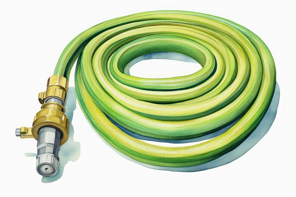 Hose white background garden hose yellow. AI generated Image by rawpixel.
