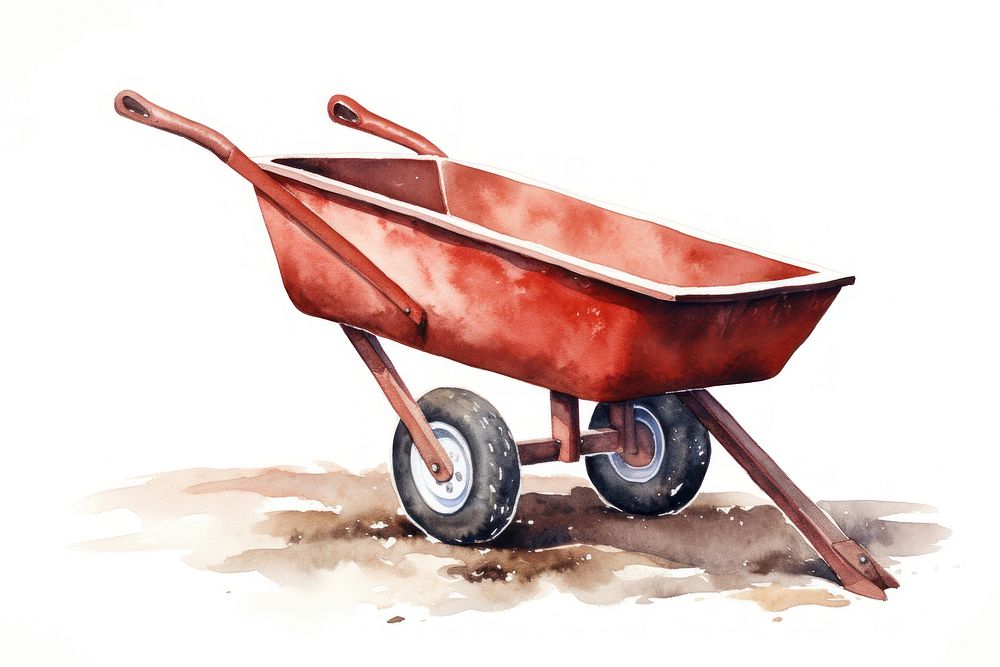 Wheelbarrow vehicle red transportation. AI generated Image by rawpixel.