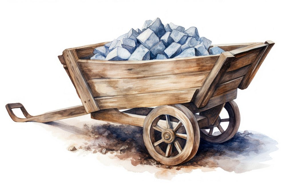Wheelbarrow vehicle wood white background. AI generated Image by rawpixel.