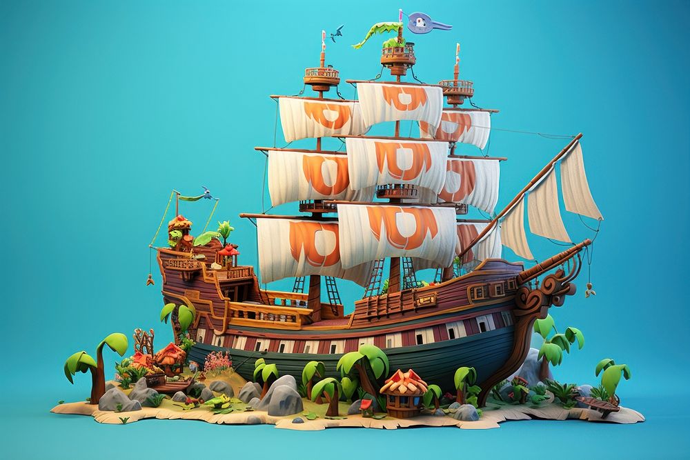Ship outdoors vehicle cartoon. AI generated Image by rawpixel.
