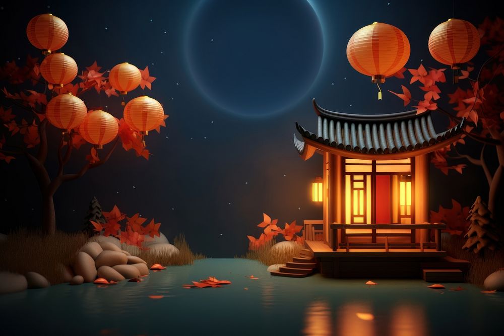 Festival lantern autumn night. AI generated Image by rawpixel.