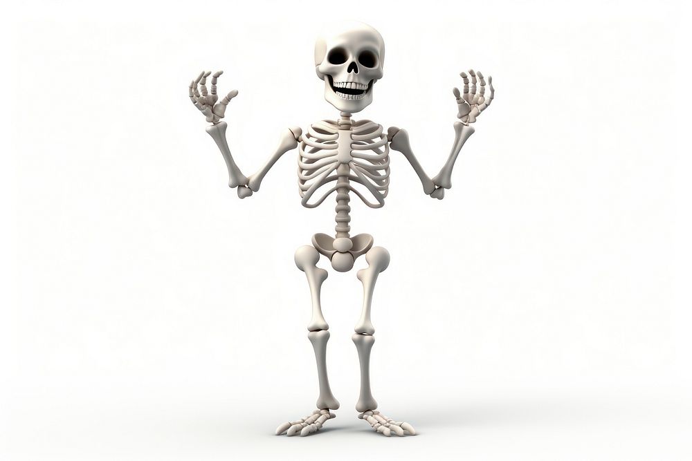 Skeleton cartoon white background representation. AI generated Image by rawpixel.