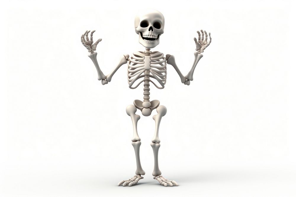 Skeleton cartoon white background representation. 