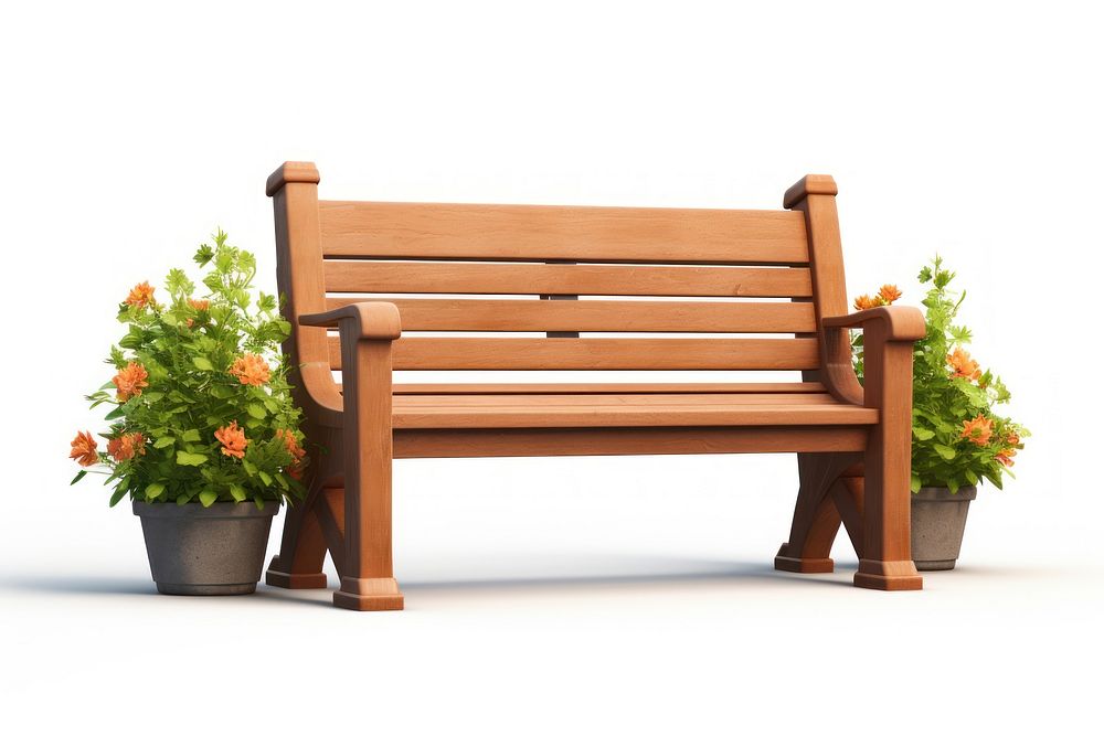 Bench furniture garden flower. AI generated Image by rawpixel.