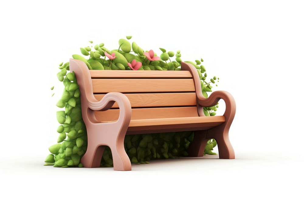 Bench furniture plant white background. AI generated Image by rawpixel.