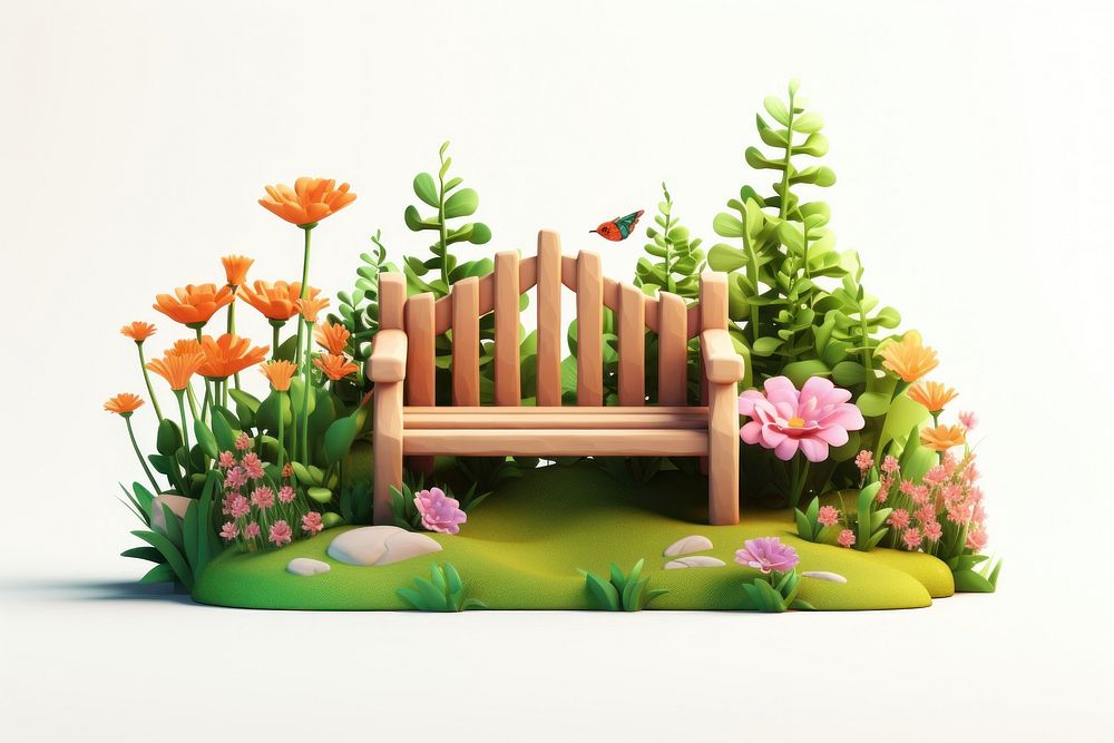Garden furniture outdoors flower. AI generated Image by rawpixel.