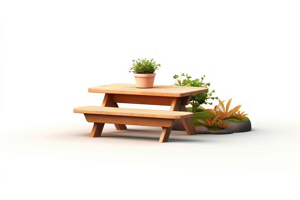 Table furniture bench plant. AI generated Image by rawpixel.