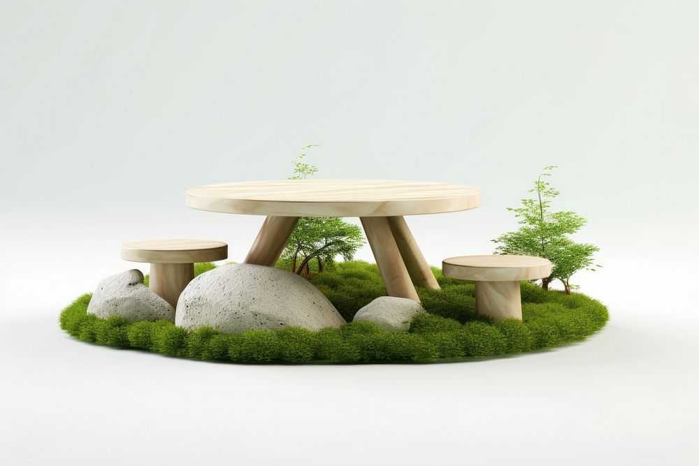 Table furniture plant grass. AI generated Image by rawpixel.