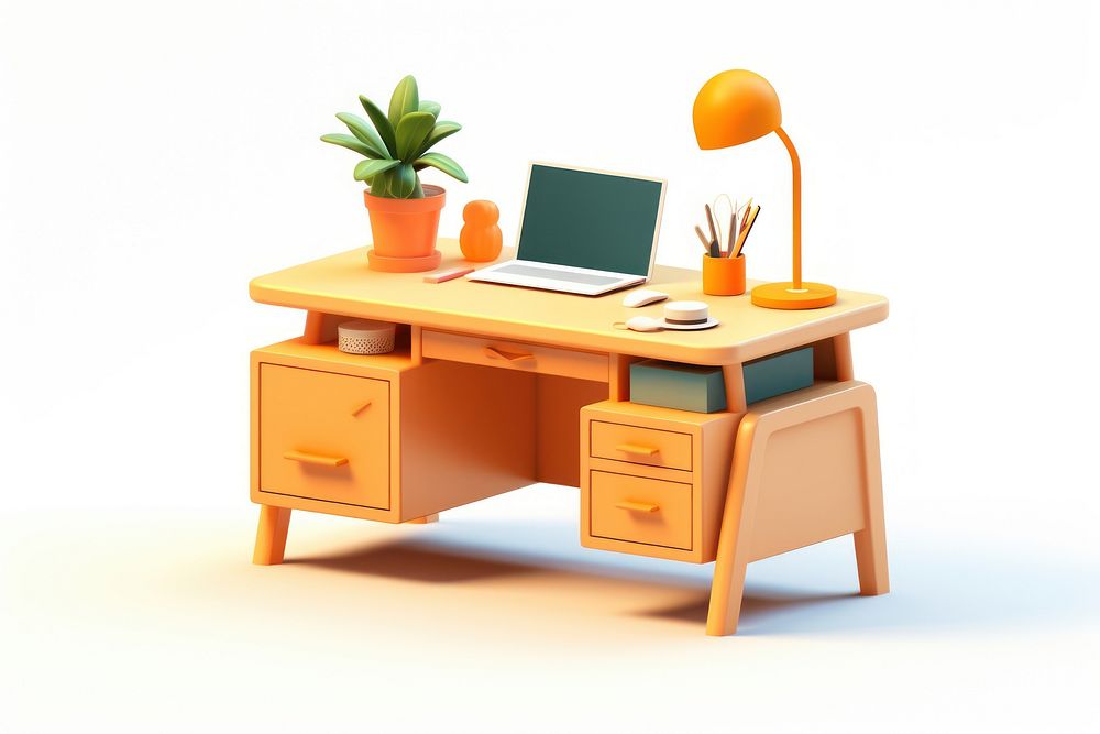 Desk furniture computer laptop. AI generated Image by rawpixel.