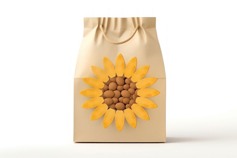 Bag sunflower white background sunflower seed. AI generated Image by rawpixel.