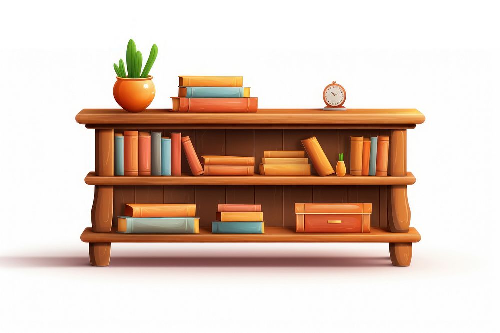 Table wood furniture bookshelf. AI generated Image by rawpixel.