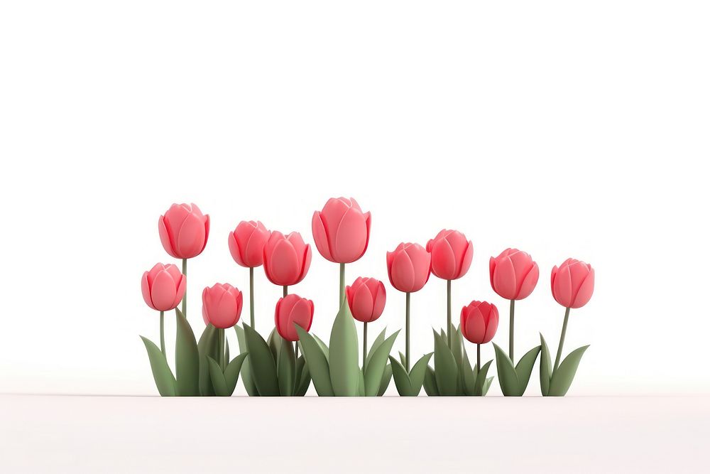 Tulip flower plant white background. AI generated Image by rawpixel.