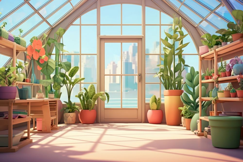 Greenhouse window plant architecture. AI generated Image by rawpixel.