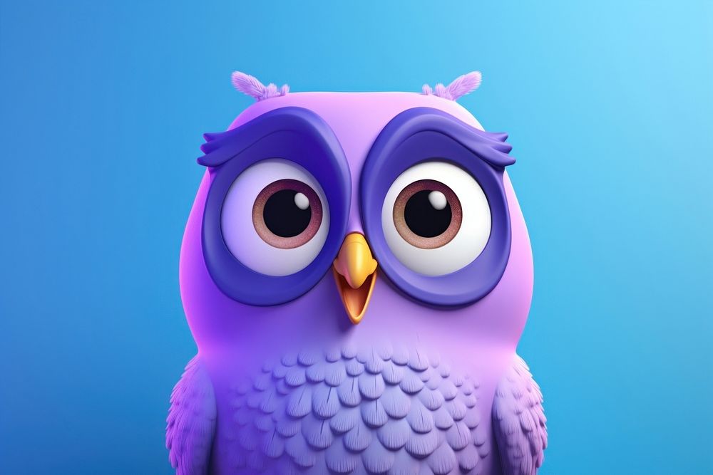 Cartoon animal purple bird. AI generated Image by rawpixel.