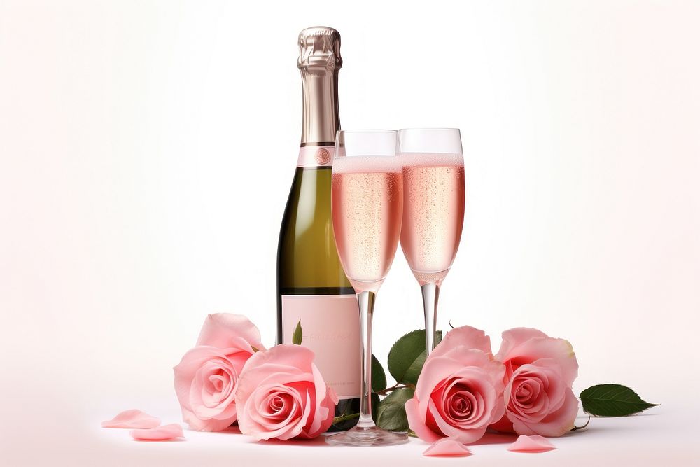 Rose champagne bottle flower. AI generated Image by rawpixel.