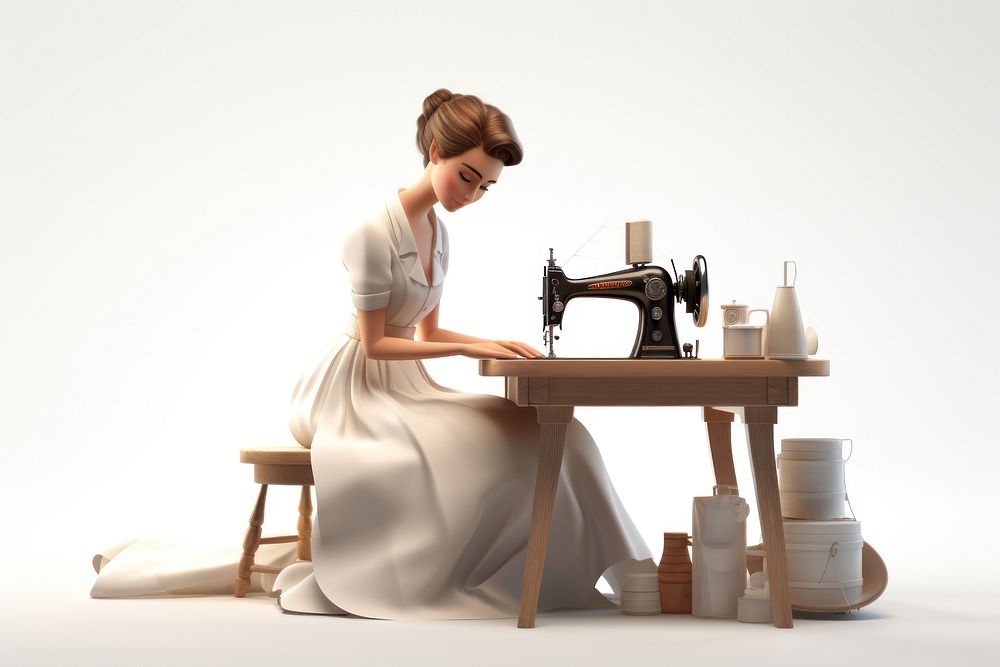 Sewing machine dress adult. AI generated Image by rawpixel.