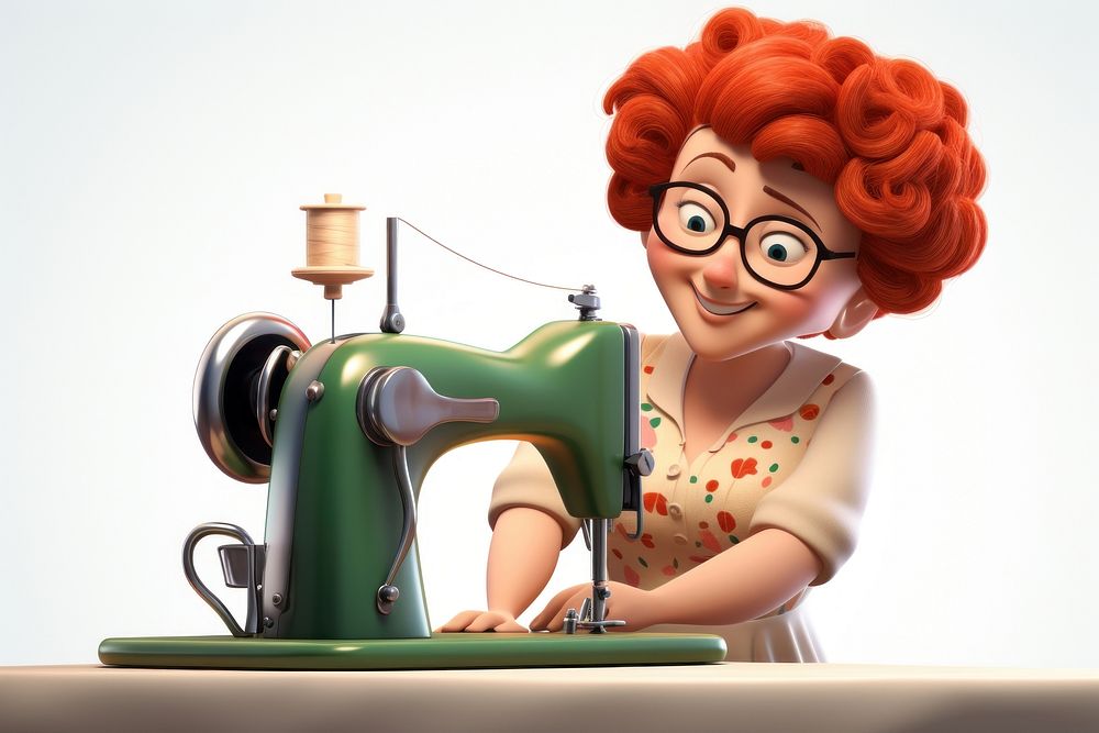 Sewing cartoon machine adult. AI generated Image by rawpixel.