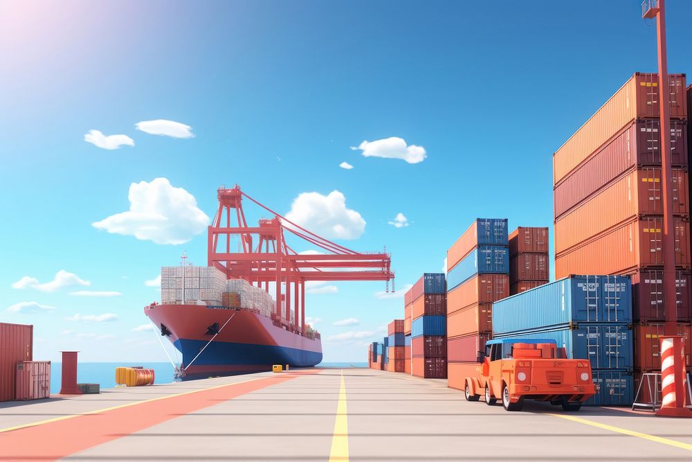 Container vehicle cargo ship. AI generated Image by rawpixel.