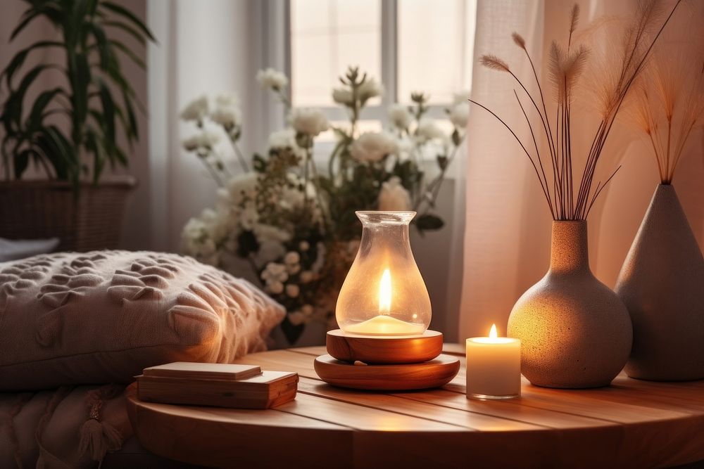 Candle furniture burning pillow. AI generated Image by rawpixel.