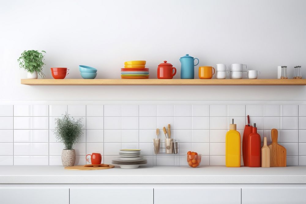 Kitchen shelf arrangement countertop. AI generated Image by rawpixel.