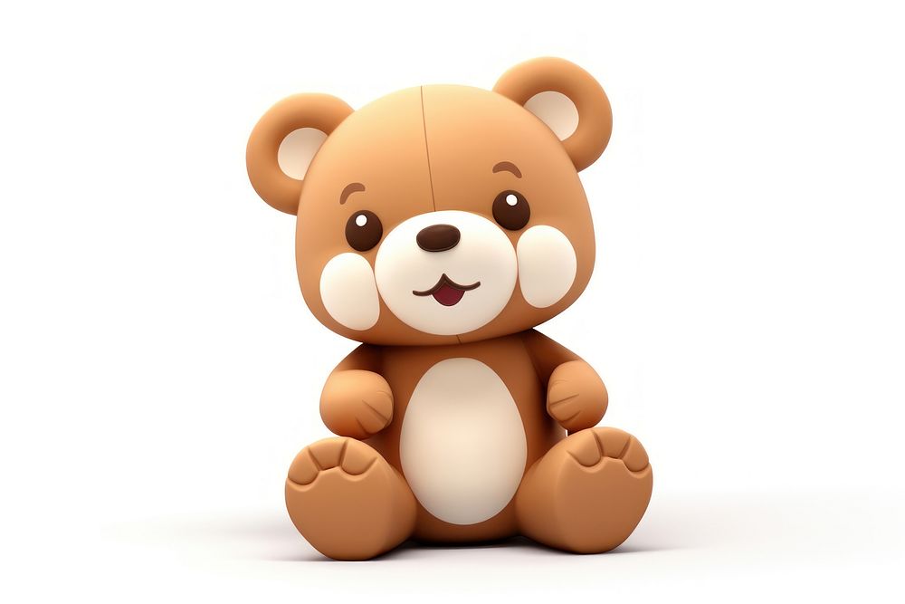 Toy cute bear white background. AI generated Image by rawpixel.
