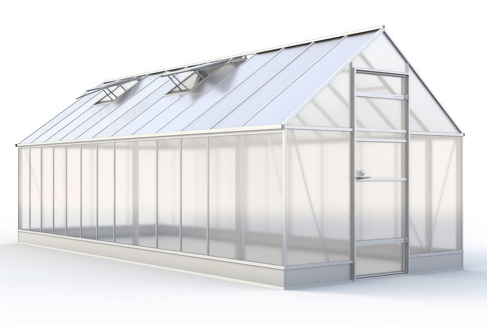 Greenhouse outdoors white background architecture. 