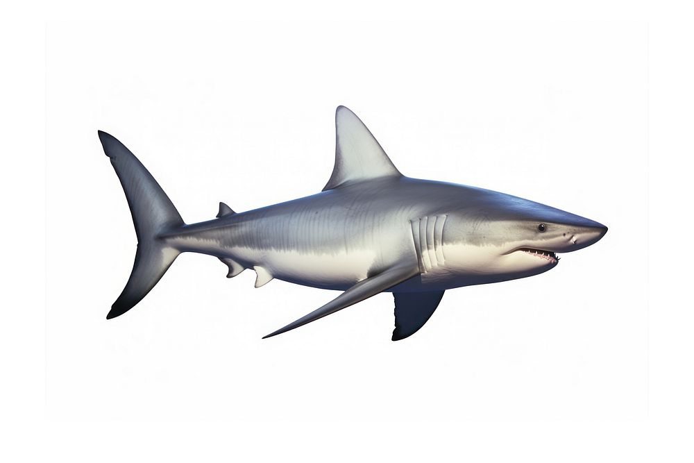 Great white shark animal fish white background. AI generated Image by rawpixel.