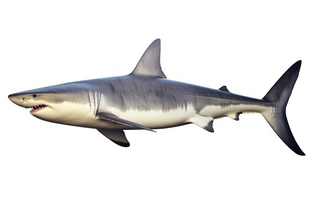 Great white shark animal fish white background. AI generated Image by rawpixel.
