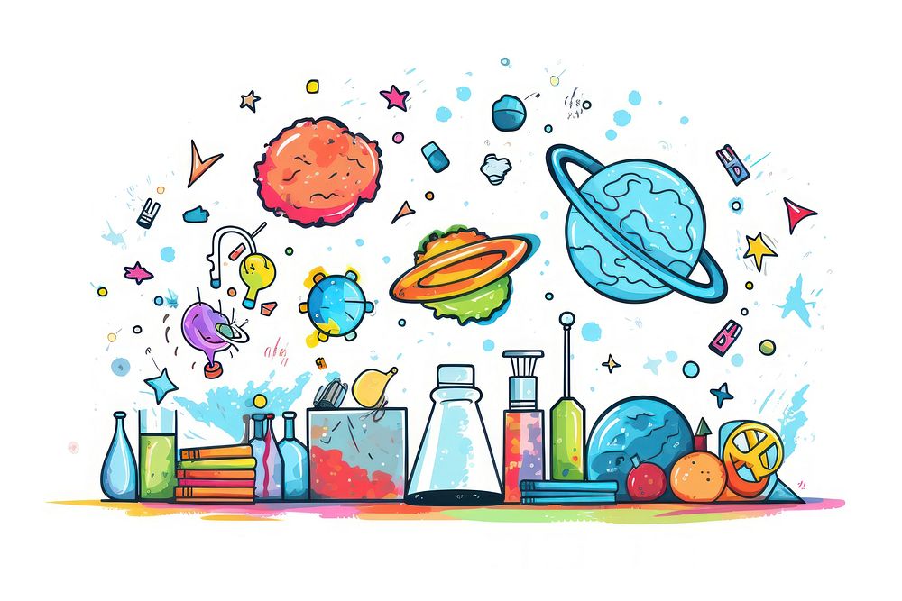 Education science cartoon white background. AI generated Image by rawpixel.